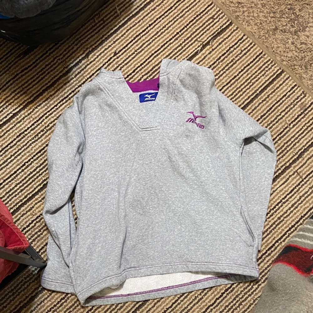 Mizuno Heather Gray Sweatshirt with Purple Accents